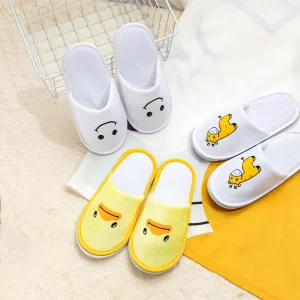 Children’s Cute Disposable Cotton Soft Closed Toe Hotel Slippers Custom Logo Customizable Packaging for Kids Amenities