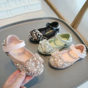 Children’s Dance Shoes Bow PU Single Girls Shoes Sandals Kids Children Diamond Infant Shoes