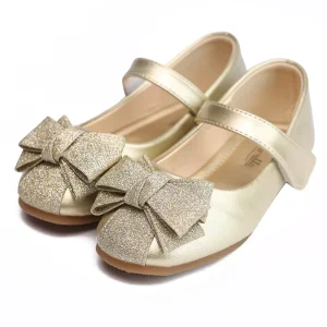 Children’s Dress Shoes Rubber Flat Spring Autumn Kids Dress Shoes for Girls with Sequins Bow