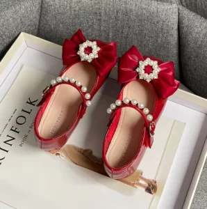 Children’s Dress Shoes Spring and Autumn New Children’s Soft Sole Korean Red Leather Shoes for Princess Shoes