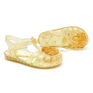 Children’s Fancy Flat Plastic Gladiators Shiny Jelly Shoes for Beach Outdoor Summer Use for Girls