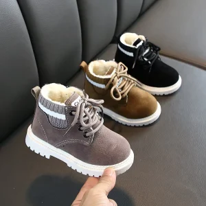 Children’s Fashion Autumn Winter British Ankle Boots for Boys and Girls Non slip Comfort Waterproof Leather Shoes