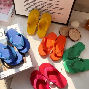 Children’s Flip Flops Slipper Summer Brightly Colored Solid Tone Beach Vacation Sandals for Boys and Girls