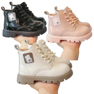 Children’s Girls’ Boots With Plush Girls’ Boots Boys’ and Girls’ Short Boots Autumn and Winter PU Solid