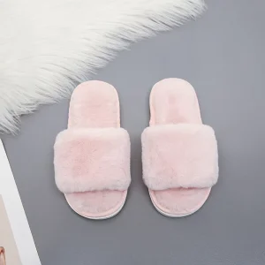 Children’s Home Slippers Non Slip Indoor Warm in Winter Fluffy Slippers Pink Girls Shoes Slippers Kids R1325