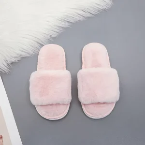 Children’s Home Slippers Non-slip Indoor Warm in Winter Fluffy Slippers Pink Girls Shoes Slippers Kids