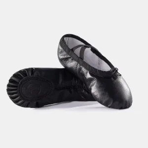 Children’s Leather Black Ballet Dance Shoes Split Sole Ballerina Slippers Lace Yoga Training Shoes