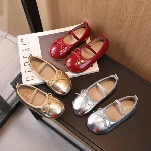 Children’s Leather Shoes Spring Autumn Korean Style Girls Comfortable Bow Baby All Match Fashion Single Layer Elastic