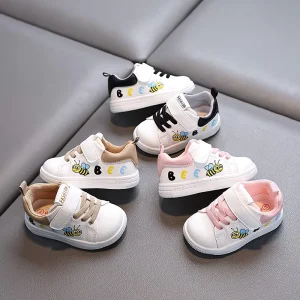 Children’s Leather Sneakers Breathable Soft-soled Shoes Soft Lightweight and Comfortable Children’s Shoes