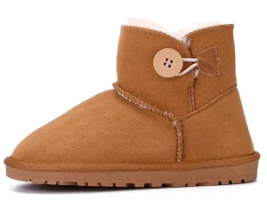 Children’s Leather Snow Boots Winter Warm Ribbon Fur Boots Thickened Warm Short Boots for Girl and Boy