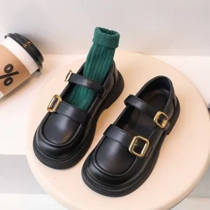 Children’s Light Casual Slip on Loafers Soft Sole Kids Leather Shoes Girls Dress Shoes for Spring Autumn