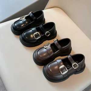 Children’s Light Casual Slip-on Loafers Soft Sole Kids Leather Shoes Girls Dress Shoes for Spring Autumn