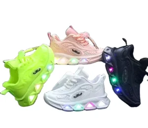 Children’s Light Shoes Kid Boys Girls Lace up Causal Sneaker Preschool Spring Autumn Mesh Sport Shoes With Light for Baby