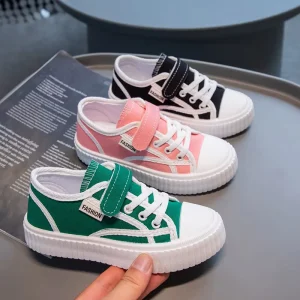 Children’s Little White Shoes Spring Student Boys’ Canvas Shoes Soft Bottom Versatile Girls’ Shoes