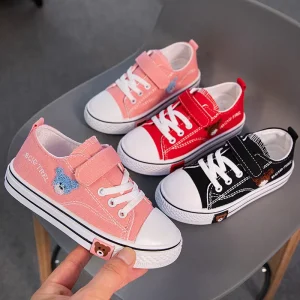Children’s Little White Shoes Spring Student Canvas Shoes Soft Bottom Versatile Girls’ Shoes