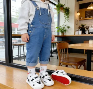Children’s Mickey Polka Polka Sneakers Children’s White Casual Leather Shoes