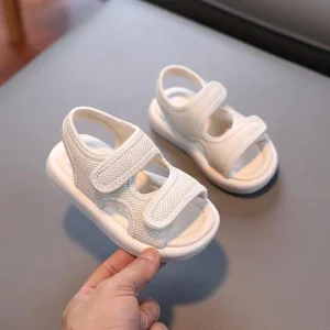 Children’s Outdoor Sandals Solid Soft Bottom Beach Shoes for Boys Girls Mesh With Solid Color