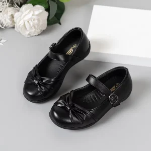 Children’s PU Leather Dress Shoes With Bow For Girls Kids School Party Shoes Baby Soft Sole