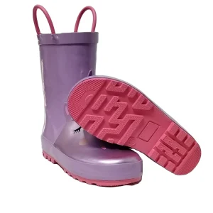 Children’s Pink Unicorn Rain Boots Waterproof Rubber with Metal Color Print Rain Boots for Kids