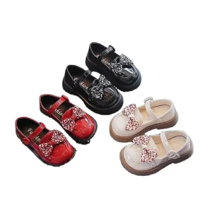 Children’s Princess Party Shoes Soft Bottom Summer Smooth Leather Baby Girls’ Candy Colored Bow Tie Baby Shoes
