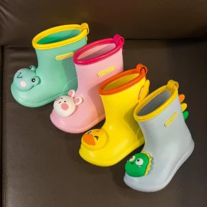 Children’s Rain Boots Cartoon Cute Soft Little Yellow Duck Rain Boots Boys Girls Kids Water Shoes Outdoor Shoes for Boys EVA