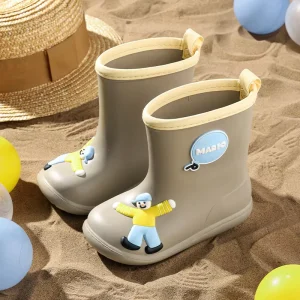 Children’s Rain Boots Girls Boys Rubber Boots Toddler Kids Waterproof Drawstring Rainboots Baby Cartoon Dinosaur Water Shoes