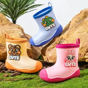 Children’s Rain Boots New Style Cute Cartoon Kids Water Shoes for Outdoor Use Waterproof and Anti Slip