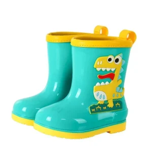 Children’s Rainboots Boys Girls Waterproof PVC Rain Boots Slip On Closure Animal Prints Breathable Ankle Bootie Kids Rain Shoes
