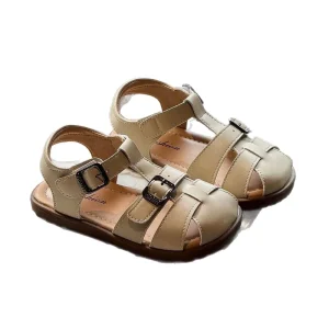 Children’s Roman Sandals Summer New Korean style All match Metal Buckle Hollow Toe Velcro Closure for Boys