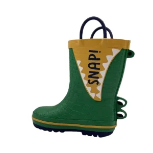 Children’s Rubber Green Color Wellington Shoes 3d Kids Rainboots Kids Rain Boots Rubber Croc