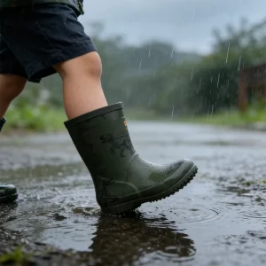 Children’s Rubber Rain Shoes Rubber Upper Cotton Fabric Lining Rain Boots for Outdoor Use