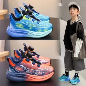 Children’s Running Shoes Casual Mesh Sneakers New Spring Summer Autumn Breathable Mesh Surface Rotating Button