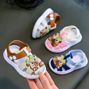 Children’s Sandals Baby Closed Toe Buckle Strap Closure Summer Boys’ Girls’ Soft-soled PVC Outsole Non-slip Cartoon Shoes