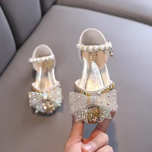 Children’s Sandals Princess Baby Bow Performance Ballet Dance Shoes for Girls