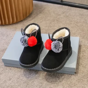 Children’s Shoes Hairball Snow Boots Thickened Children’s Boots Warm Cotton Cute Style Fashionable Manufacturers