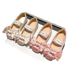 Children’s Shoes Soft Sole Bowknot Silk Cloth Upper Mary Jane Kids Shoes for Girls
