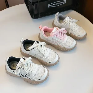 Children’s Shoes Spring Autumn Chunky Shoes Breathable for Boys Girls Comfortable Mesh Casual Kids Sneakers Lace up Sport Shoes