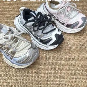 Children’s Shoes Spring Autumn Kids Lace-Up Sneakers, Comfortable Running Shoes for Boys and Girls