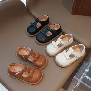 Children’s Shoes Student Kids Leather Upper Rubber Sole Soft Bottom Non slip Toddler Girls Dress Shoes