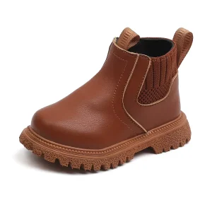 Children’s Simple Boots Boys Boots Girls Side Zipper Fashion Short Boots Single Shoes Boys and Girls Kids Shoes