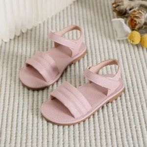 Children’s Simple One Word Belt Princess Flat Pink Sandals Shoes Stylish Soft Soled Versatile Sandals