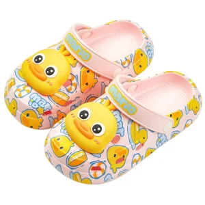 Children’s Slippers Kids Summer Non Slip Cute Cartoon Design Flat Beach Shoes Lightweight Indoor Slippers Babies Home Shoes