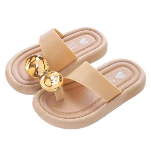 Children’s Slippers Princess Flat Sole Trendy Style Girls Outdoor Slippers Fashion Open-Toe Beach Shoes for Kids Girls