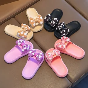 Children’s Slippers Small Princess Girls’ Summer Outdoor Wear Bow Slip on Sandals Soft Sole Indoor Cartoon Shoes for Kids