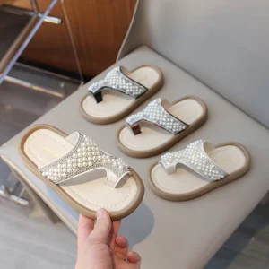 Children’s Slippers Summer Pearl Diamond Slippers Princess Shoes Girls’ Slippers