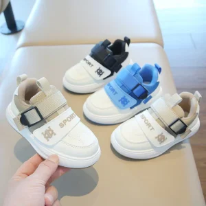 Children’s Sneakers Spring Autumn New Boys & Girls Casual Shoes Anti-Slip Waterproof PU Upper Soft Bottom