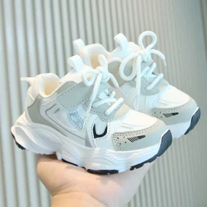 Children’s Sneakers Spring Autumn New Unisex Clunky Running Casual Shoes Breathable Lightweight Durable Velcro Closure
