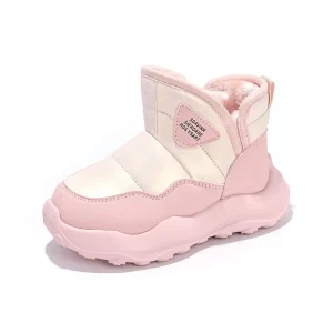 Children’s Snow Boots Cotton Upper PVC Outsole Winter High-Top Sleeve Slip-On Shoes For Boys And Girls Thickened