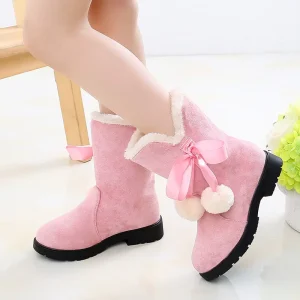 Children’s Snow Boots Girls’ Boots Winter Boots Large Children Plus Fleece Baby Princess Little Girls’ Cotton Shoes.Z0822