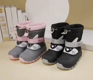 Children’s Snow Boots Girls’ Purple Plush Thick Warm Non Slip Flat Snow Boots